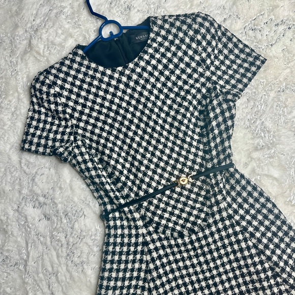 Versace Wool Black and White Mini Dress - Picture 1 of 6